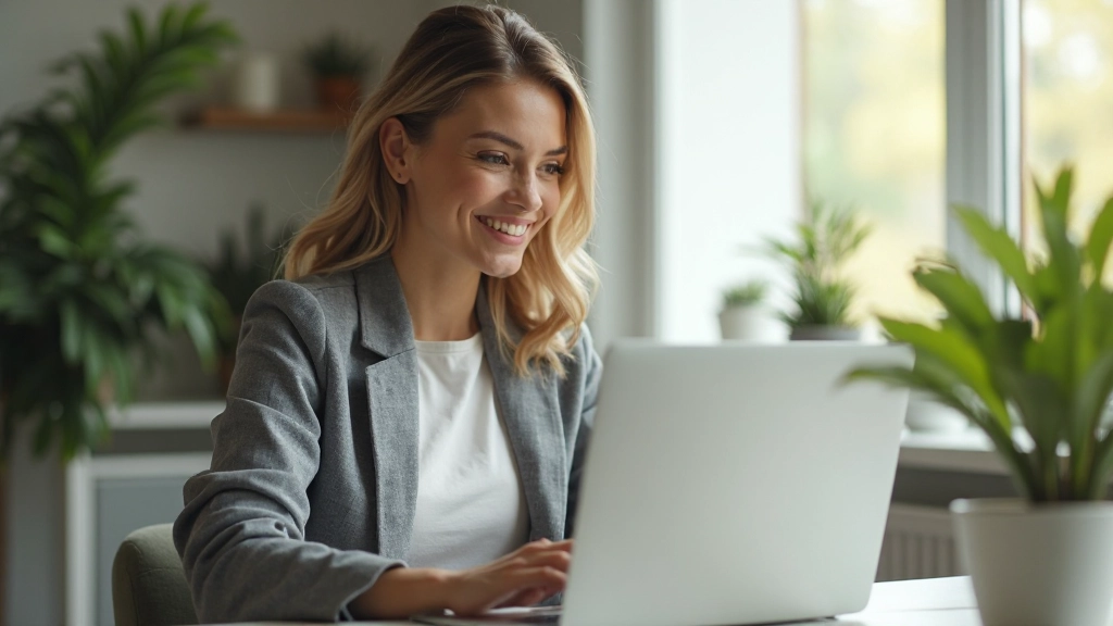 Vrouw schrijft professioneel e-mail met gefocuste aandacht