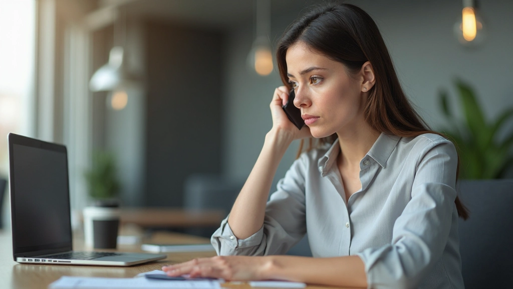 Vrouw concentreert zich intens op het gesprek terwijl ze afleiding weerstand biedt