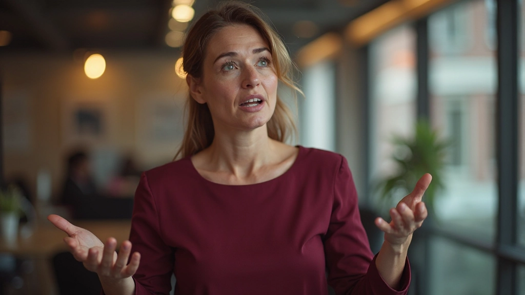 Spreker die oogcontact maakt met publiek, zelfverzekerde houding en open lichaamshouding